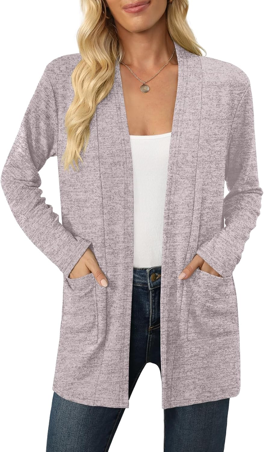 Women's Long Sleeve Cardigan Lightweight Casual Open Front Cardigans with Pockets - Image 2