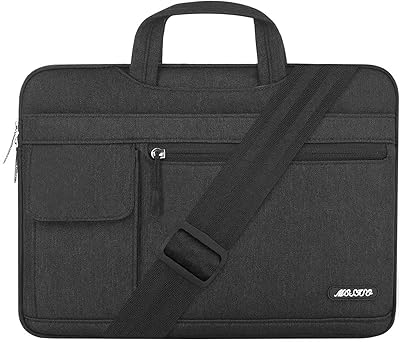 MOSISO Laptop Shoulder Bag Compatible with MacBook Pro 16 inch 2023-2019 M2 A2780 M1 A2485 Pro/Max A2141/Pro 15 A1398,15-15.6 inch Notebook,Polyester Flapover Briefcase Sleeve Case, Black