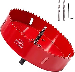 KINJOEK 6 Inches 152 mm HSS BI-Metal Hole Saw Heavy Duty Steel Cornhole Boards Hole Saw Blade Corn Hole Drilling Tool Drill Bit Saw for Cornhole Game, Red