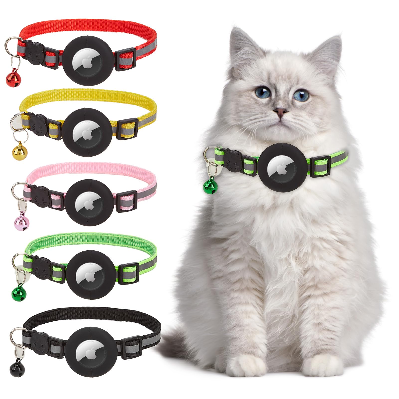 HOMEBASICS Airtag gps追跡装置 猫首輪 エアタグ 猫 gpsタグ 首輪 猫の首輪 おしゃれ 猫くびわ 鈴付き 人気 可愛い 猫用gps付き首輪 セーフティバックル 頑丈 耐用 軽量 サイズ調節可能 光反射 紛失防止 猫用首輪 ペット gps 子猫 ネコ ご注意：本商品にはエアタグは付属しておりませんため、別途ご購入いただきますようお願い申し上げます。 (グリーン)