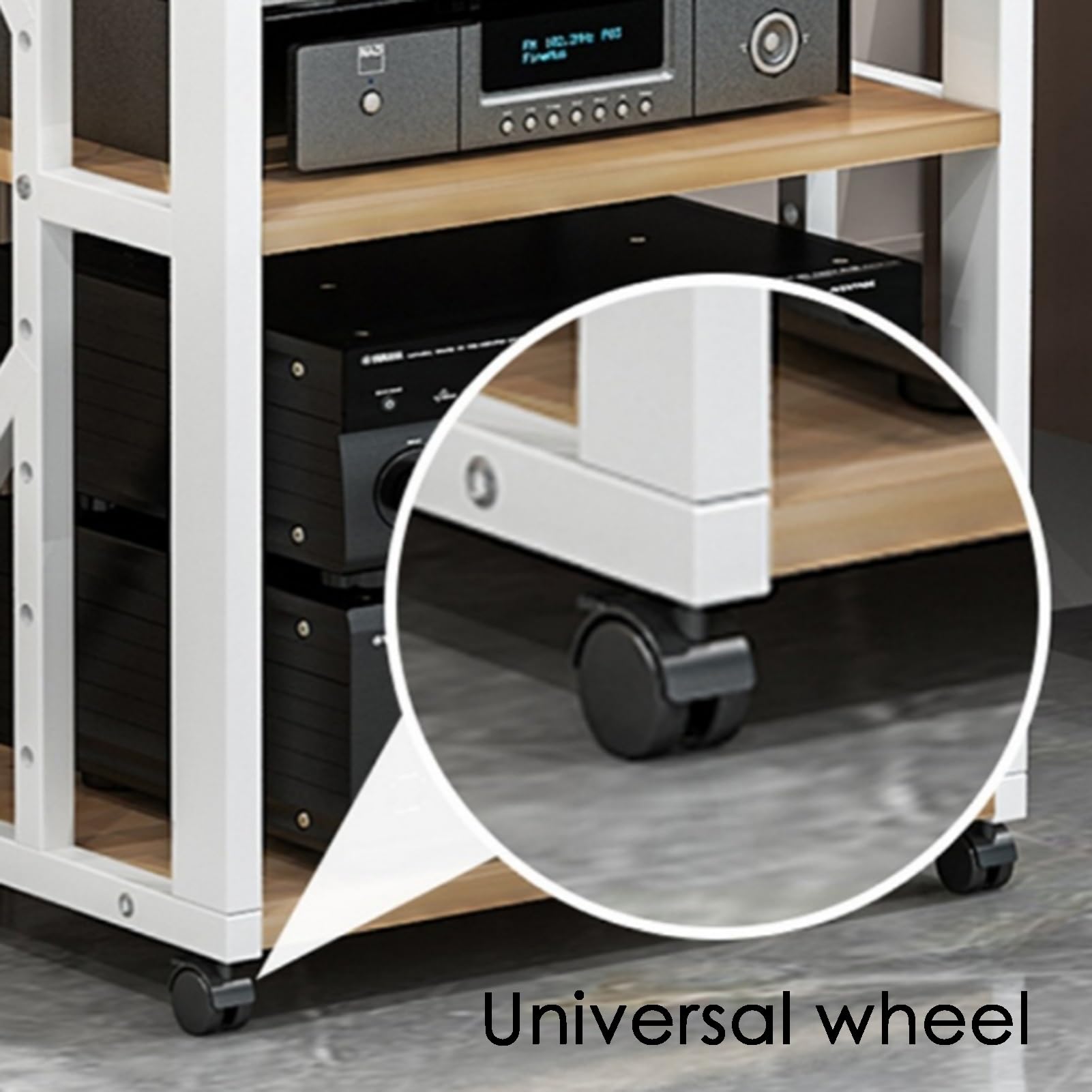 Stojak na audio, stojak na nośniki audio, stojak na odtwarzacz płyt 3-poziomowy, uchwyt multimedialny AV stojak audio z kółkami, do konsol do gier, gramofon, gramofon, szafka multimedialna