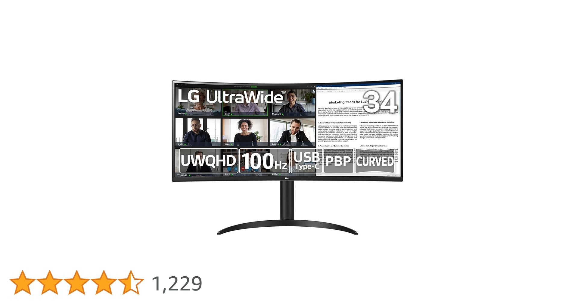 Amazon.co.jp: LG ウルトラワイドモニター 34WR55QC-B / 34インチ