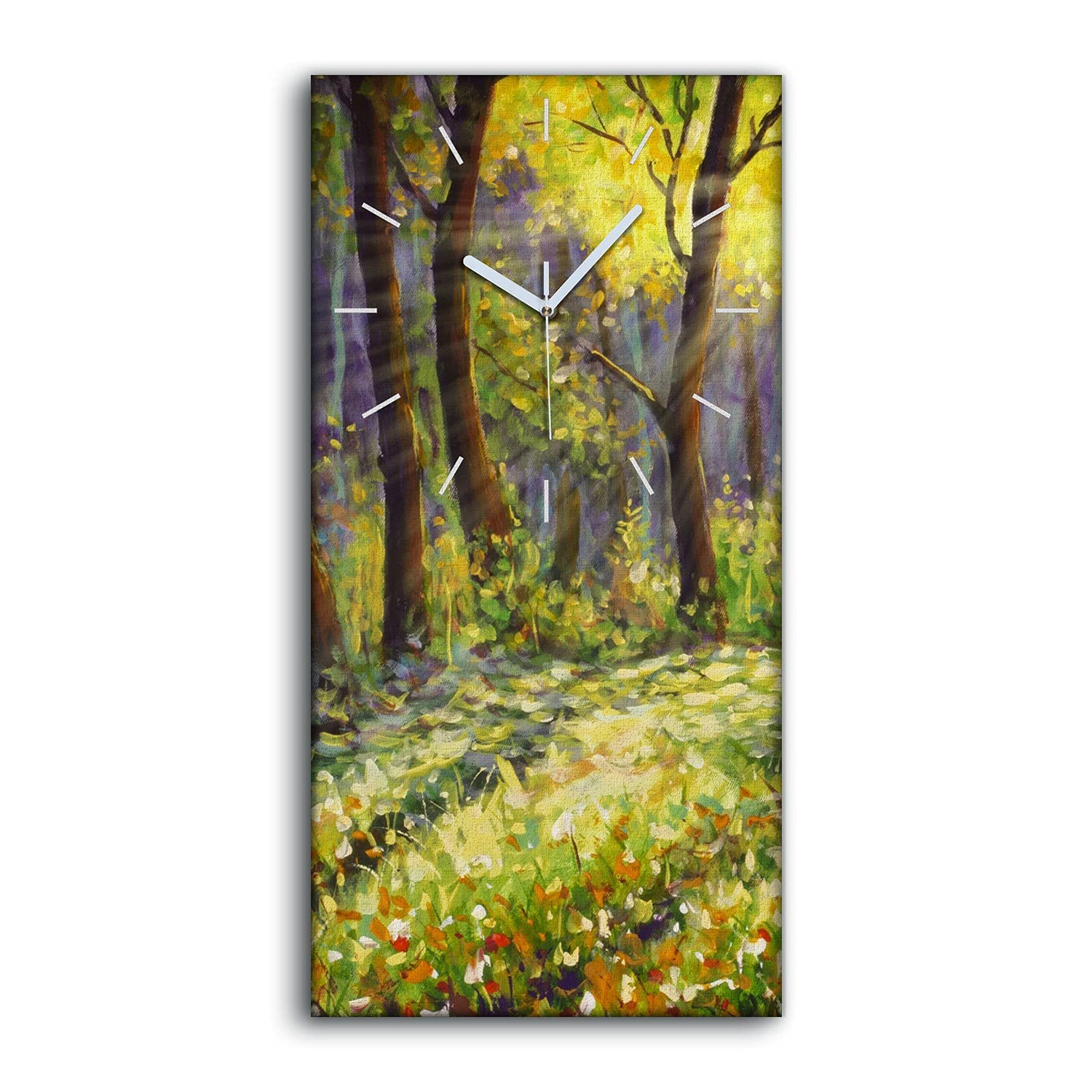 Horloge sur Toile Arbres Forestiers Coloray 30x60cm Cadran Silencieux