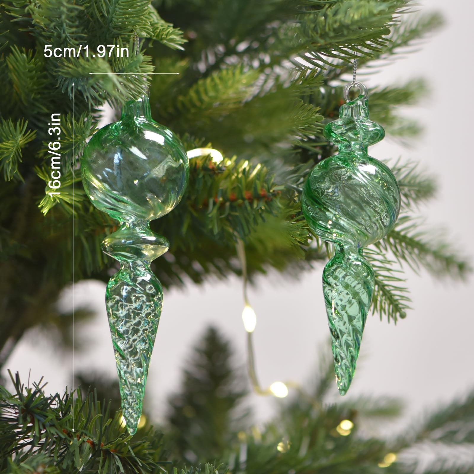 6 adornos colgantes de cristal soplado a mano de 6 pulgadas para árbol de Navidad, elegantes decoraciones navideñas de vidrio transparente para árbol, chimenea, fiesta, decoración de temporada hecha a