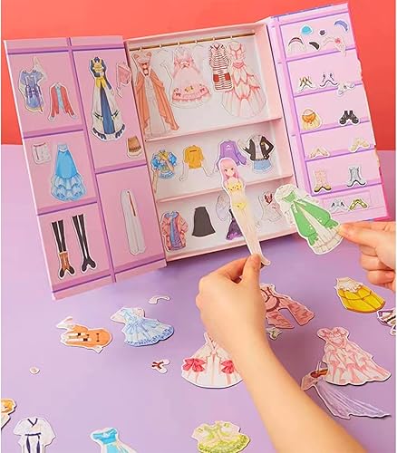 Miniatura 2 de Muñeca de papel magnética de princesa para disfrazarse, juguetes de juego de simulación, imán para casa de muñecas, ropa para personas de más de 3