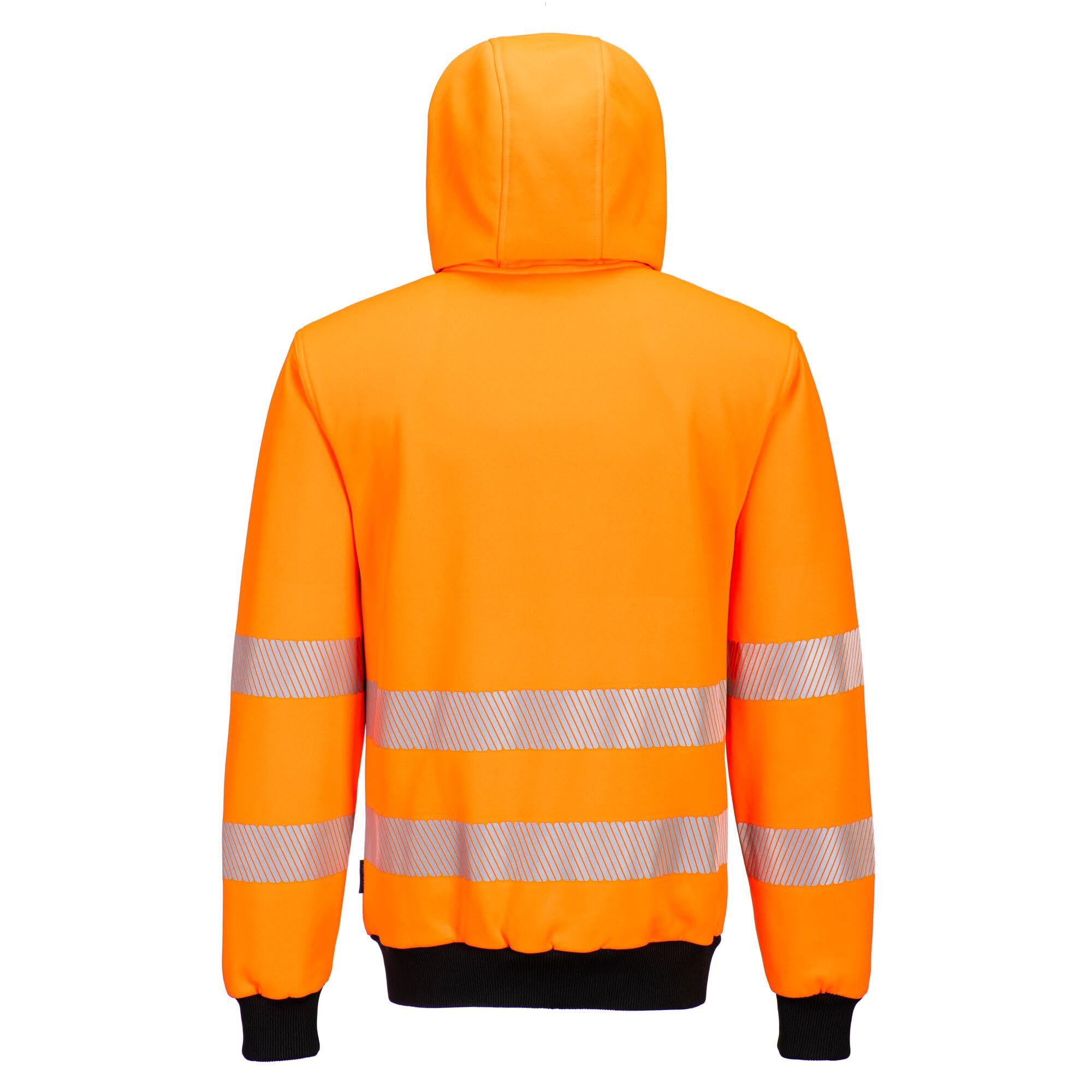 Portwest Sweat à capuche zippé Haute-Visibilité PW3 Orange/Noir S - Vêtements haute visibilité
