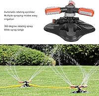Vista 6 de Fydun Sistema automático de riego giratorio de 360 grados con 3 brazos para jardín y patio, césped, herramienta automática de rotación de 360 grados