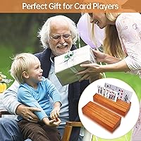 Vista 2 de Soporte para cartas de juego, soporte para cartas de juego para niños o personas mayores, estantes de madera manos libres, bandeja para organizar