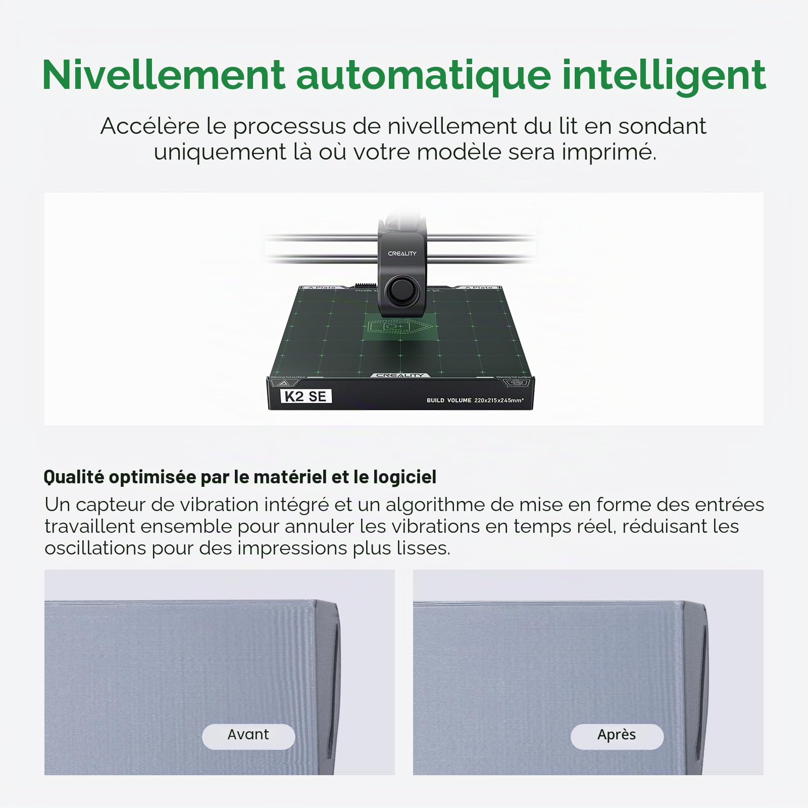 Creality K2 SE Imprimante 3D, Prend en Charge l'impression Multicolore (CFS nécessaire), Haute Vitesse de 500 mm/s, nivellement Automatique, contrôle des Vibrations, imprimante de Bureau compacte