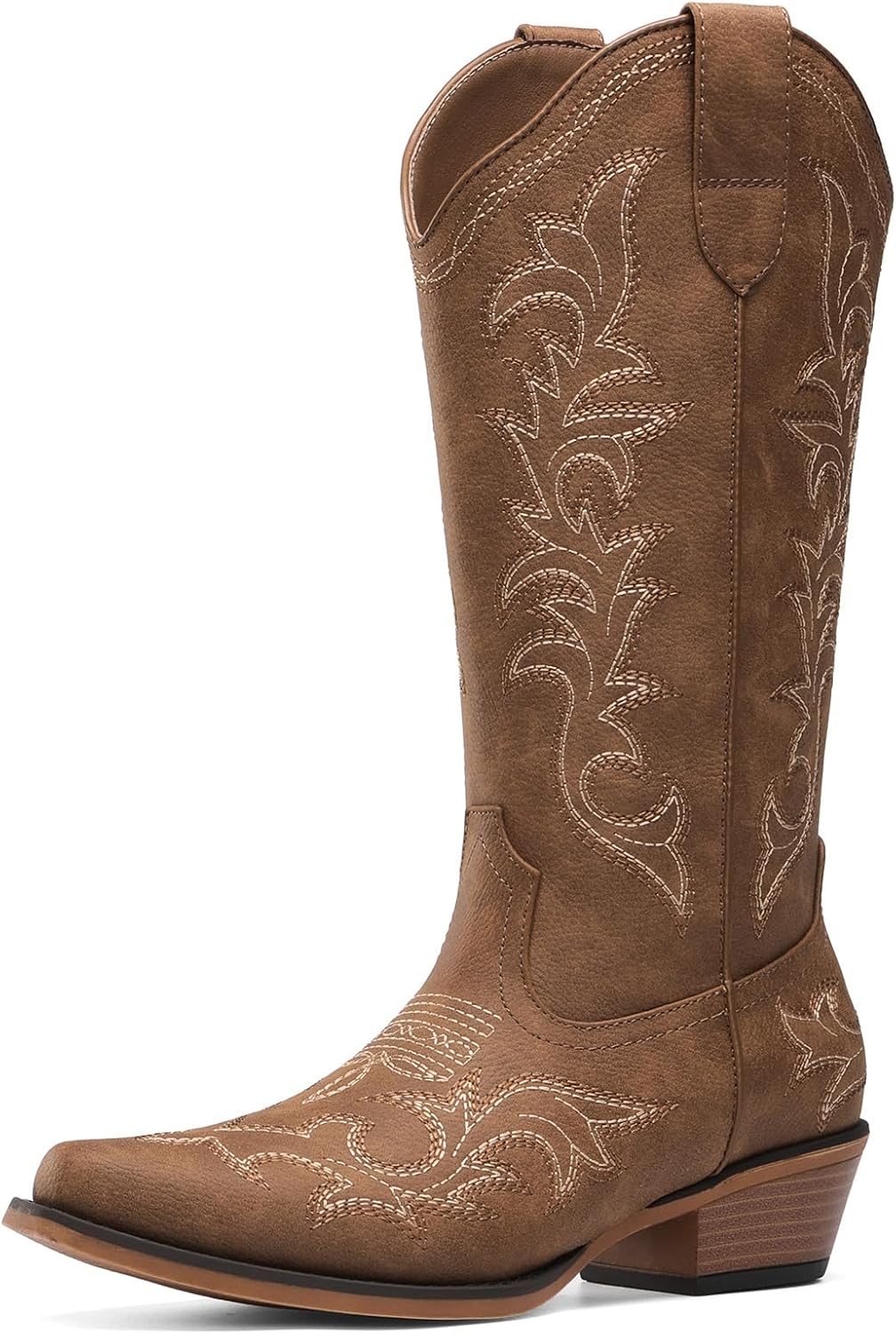 DREAM PAIRS Women's Cowboy Cowgirl Western Boots Square Toe Mid Calf Boots Chunky Heels Shoes Fashion Dress for Country Concert Theme Party