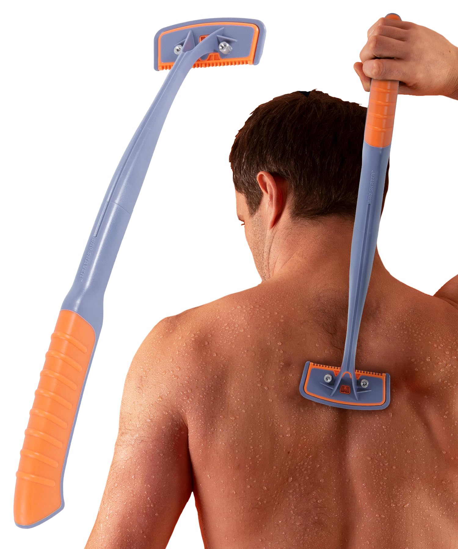 BRO SHAVER 3.0, Back Shaver for Men (DIY) Back & Body Hair Trimmer. Shave Wet or Dry Back Hair. Ergonomic Handle Uses Double Edge Razor Blades.