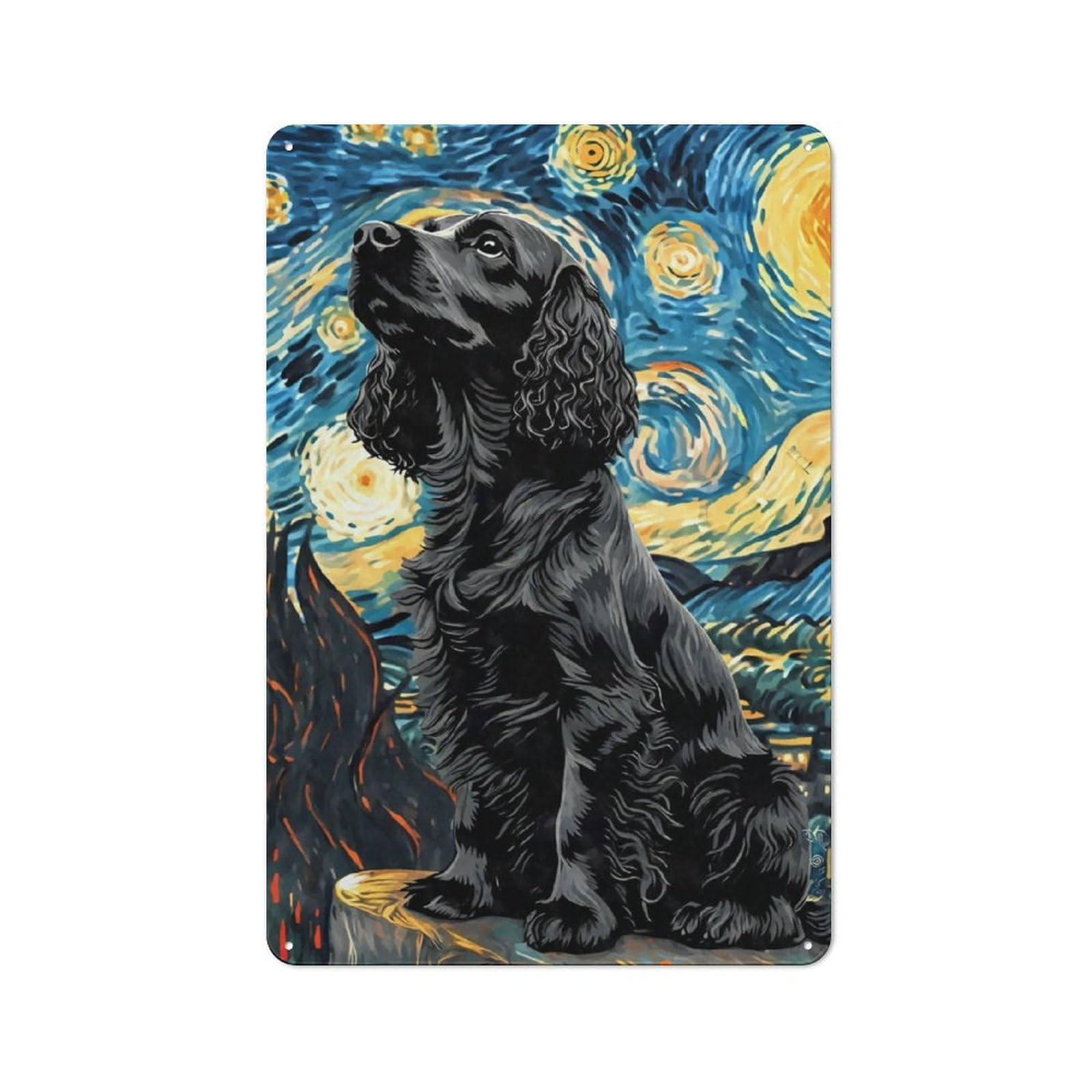 Junmoney English Cocker Spaniel Retro Metal Wall Sign 30X20cm Featuring For Hallway Wall, For Garage, Workshop And Man Cave Decoration
