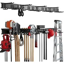 66" Heavy Duty Wall Mounted Garage Tool Organizer 4 Panels & 12 Adjustable Hooks, 920 lbs Load Capacity, Modular Storage for Efficient Tool Organization, Easy Install in Garage, Garden, 18 Pack