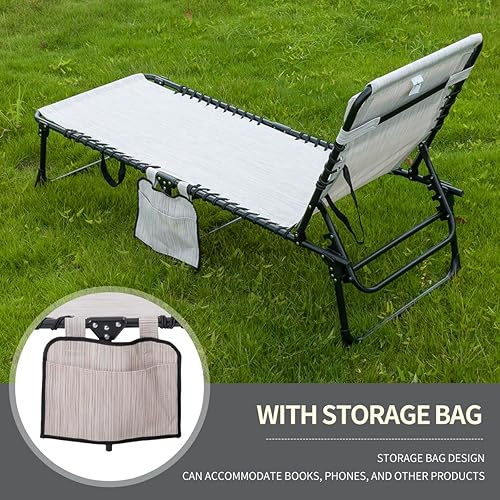 Miniatura 7 de Folding Chaise Lounge Chair Adjustable 5-Position,Foldable Recliner Chair with Pocket and Pillow,Portable Lay Flat Lounge Chairs