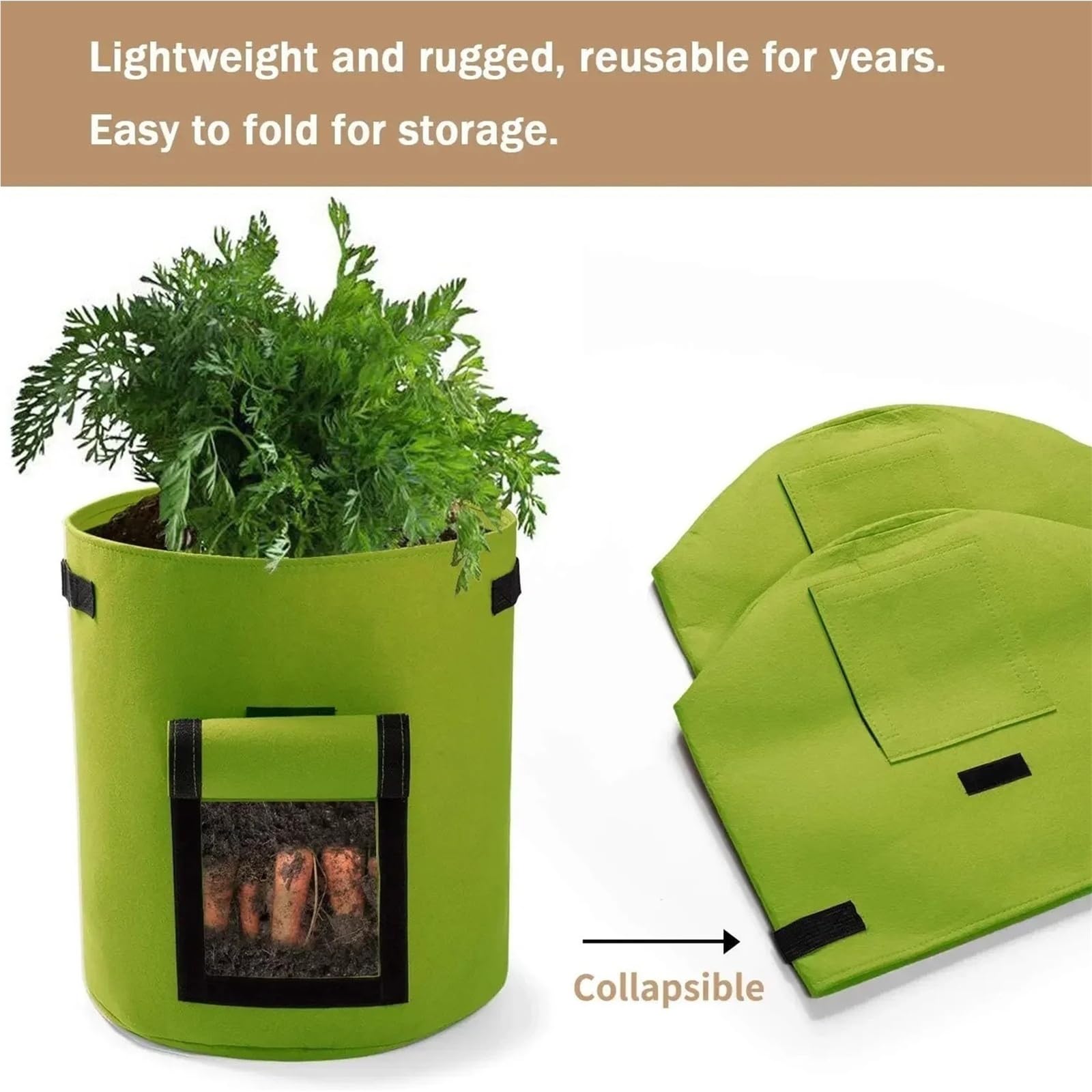 Stofftopf 5/10 Gallonen Pflanzenzuchtbeutel | For den Gemüsekartoffelanbau(Camel-3PCS,5Gallon)