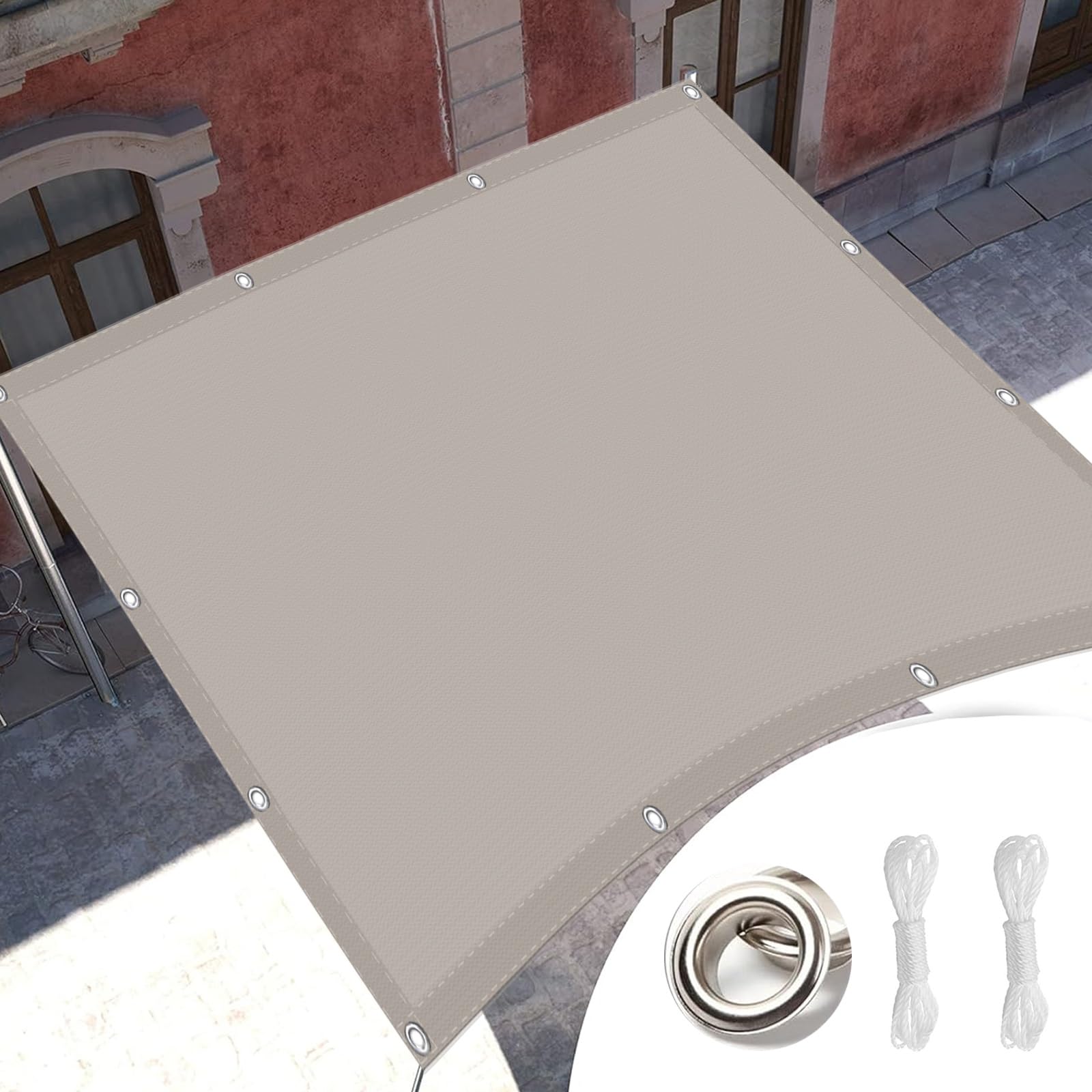 Voile d'ombrage 2x4 m kaki pour créer un coin d'ombre frais sur la terrasse