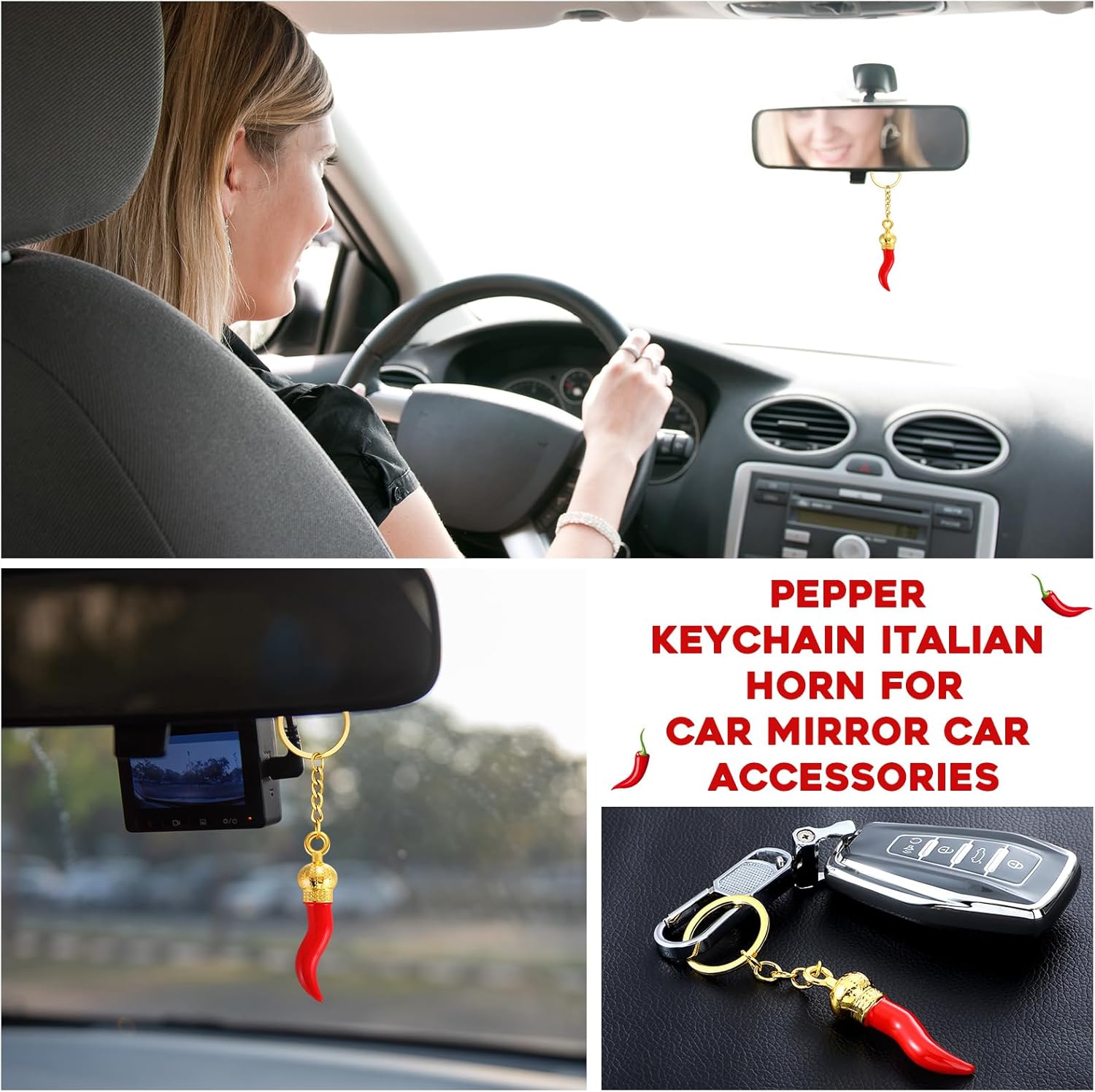 Remuuly 10 Pcs Italian Horn Keychain Italian Red Horn Charm Chili Pepper Keychain Souvenir for Car Mirror Accessories - Image 3