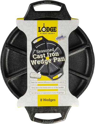 Lodge BW8WP 8 Seasoned Cast Iron Wedge Pan, Black