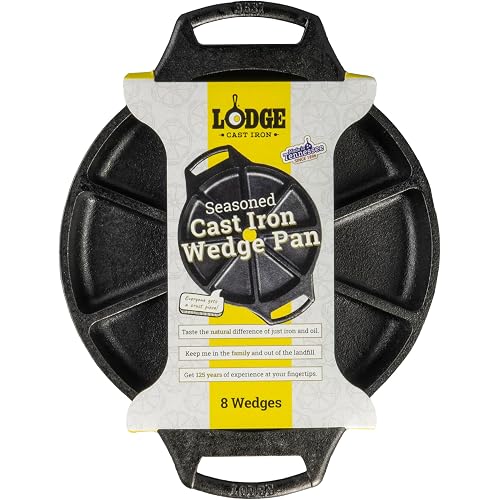 Lodge Pre-Seasoned Cast Iron Wedge Pan, 8 Wells, 11.69 Inches | Oven-Safe Bakeware with 8 Wedge Wells for Brownies, Cornbread Wedges & Scones, Made in USA, PFAS-Free