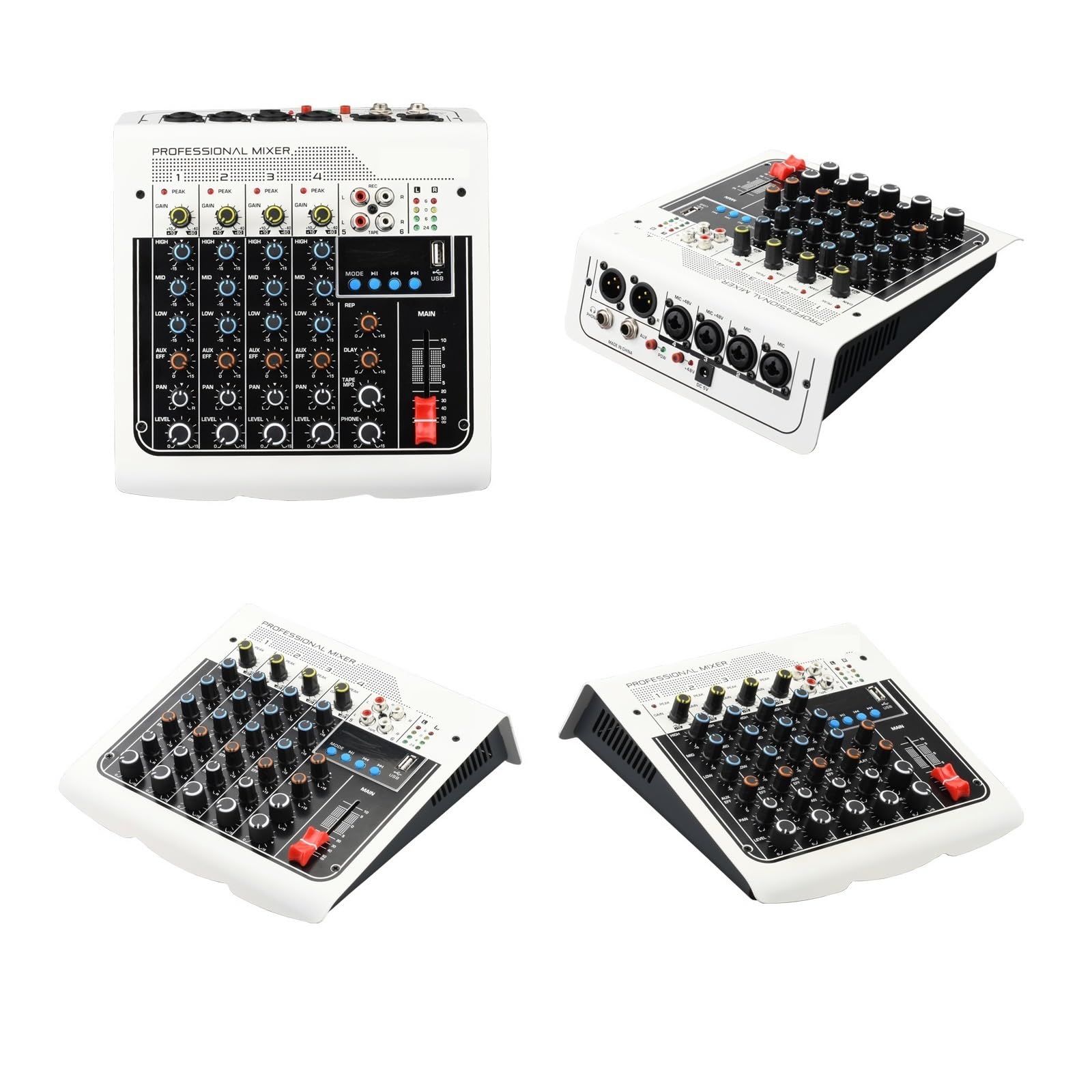 Mikser dźwięku dla DJ-a 4 Mono 1 Stereo 6-kanałowy USB Odtwórz Nagranie Impreza Z DJ-em Spotkanie Szkolne Kościół Rodzina Mikser Audio