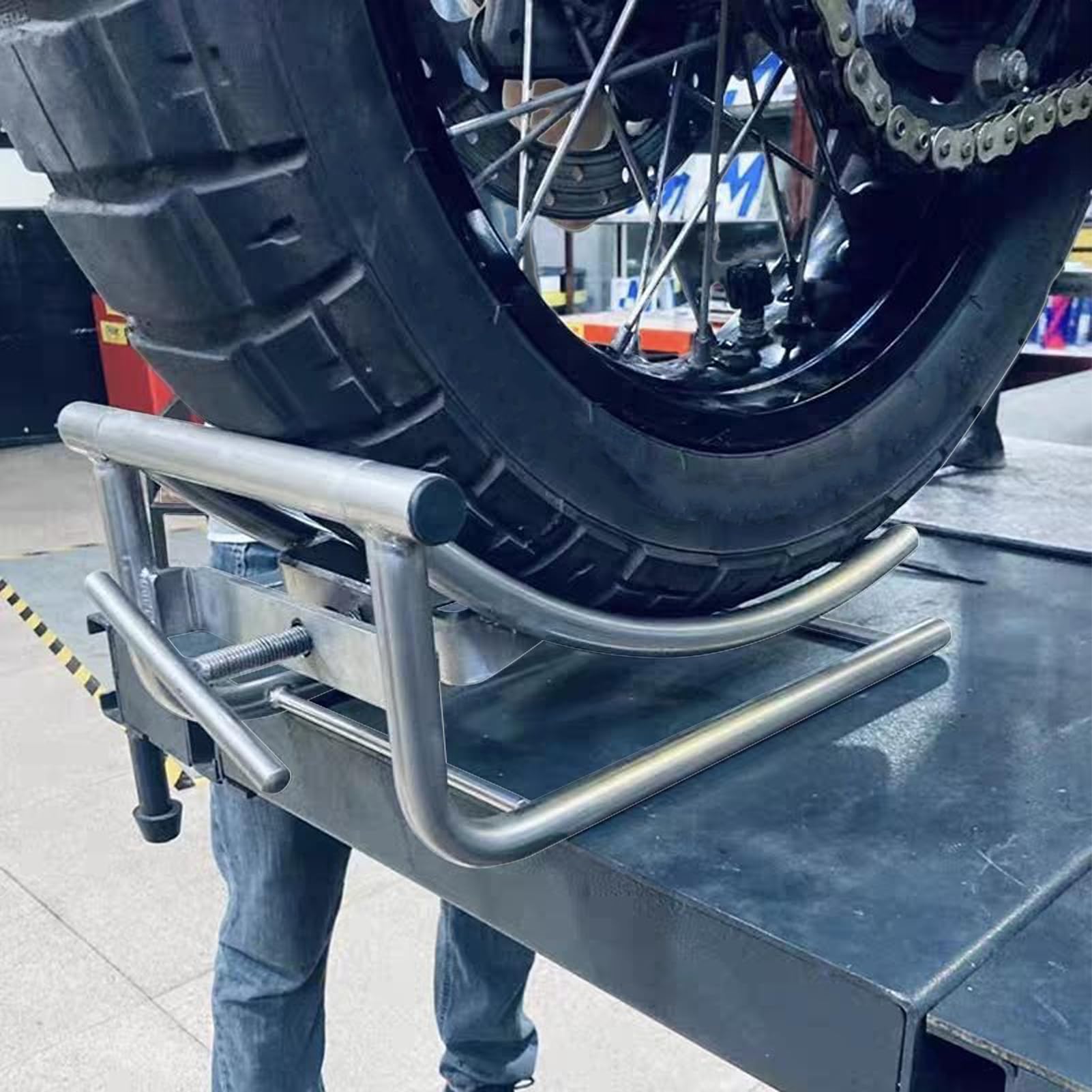 Regulowany uchwyt do koła motocykla, zacisk bezpieczeństwa z funkcją szybkiego zwalniania, narzędzie pomocnicze do instalacji do konserwacji Dirt Bike ATV, sprzęt warsztatowy dla