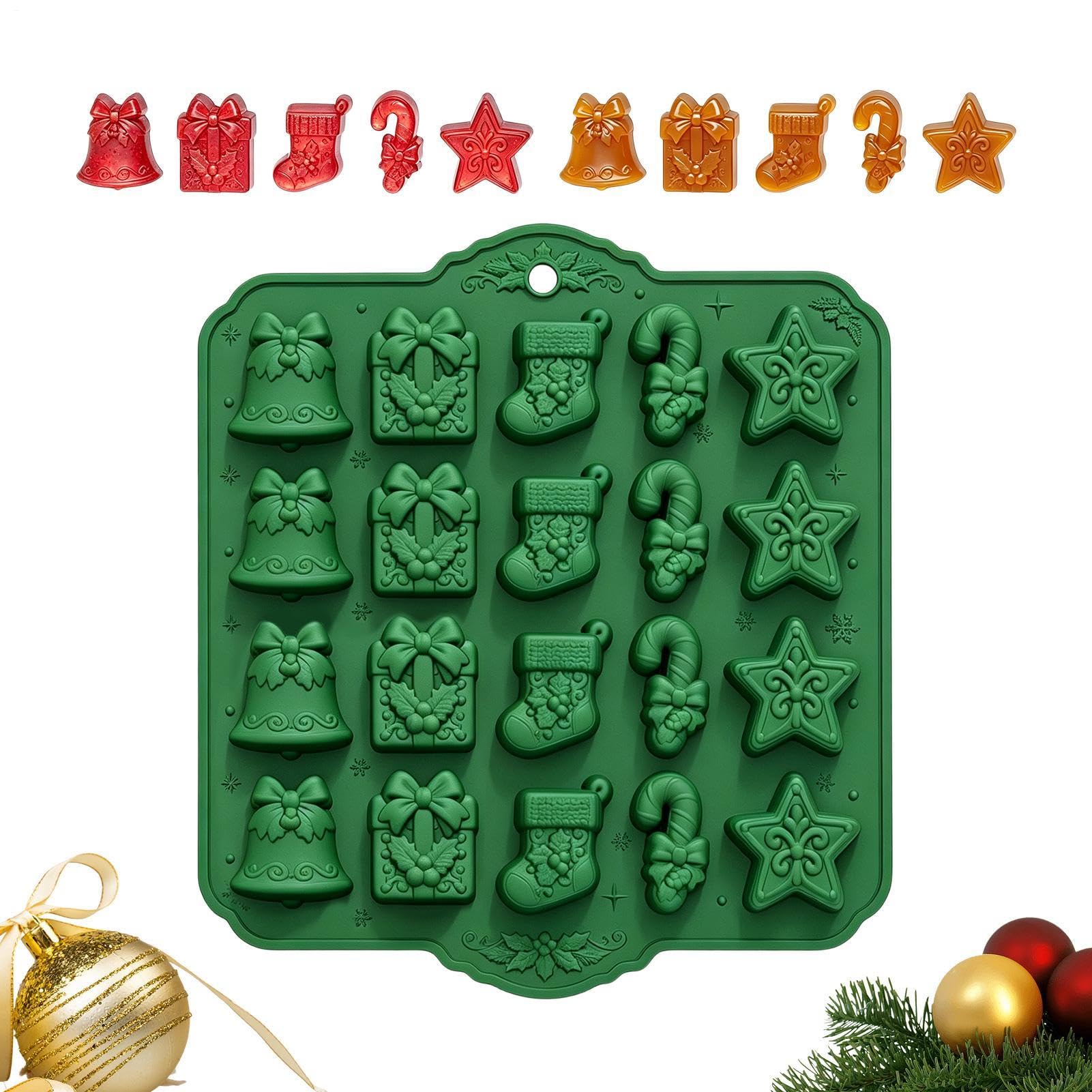 Molde de silicona de Navidad para chocolate, 20 huecos, molde de