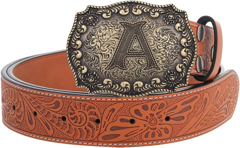 Btilasif Belt Buckles Men Western Cowboy Initial Letters ABCDJMR Mens Texas Rodeo Belt Buckle for Boys Girls - Image 4