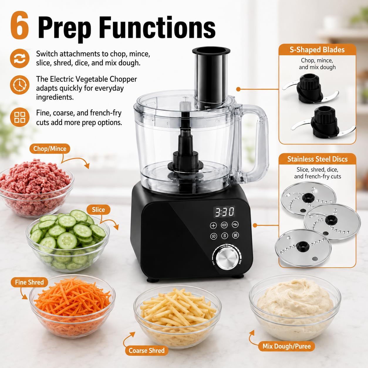 Procesador de Alimentos, Motor 600W, 6 Funciones