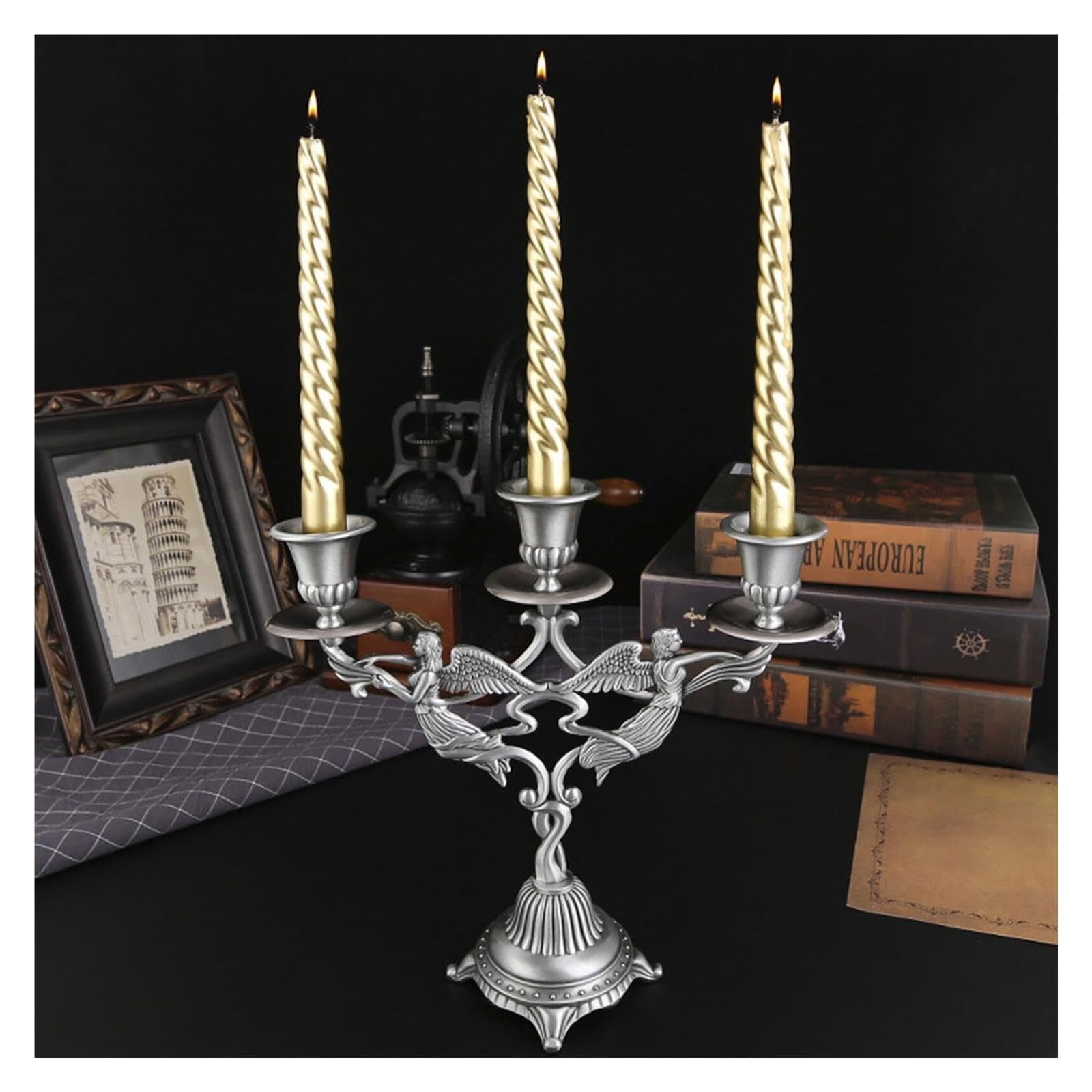 Portacandele Centrotavola con Supporto Conico for candelabri in Metallo for Tavolo Decorazioni per la mensola del Camino