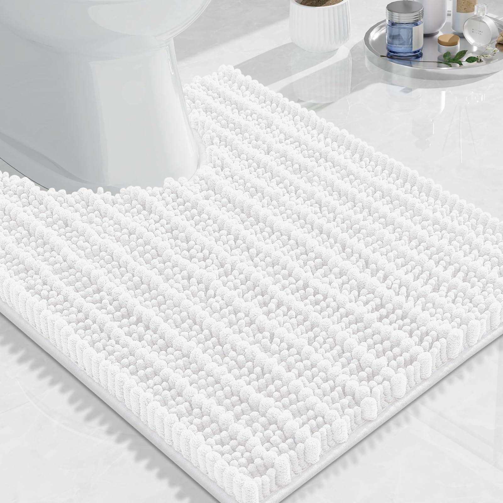 Arotive Toilet Rugs U-Shaped 24x20, Soft Absorbent Chenille Shaggy Bath Mat