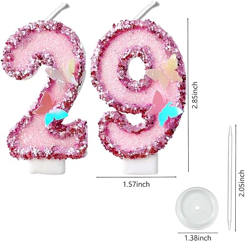 Miniatura 432 de Velas de números con purpurina de oro rosa de 2.8 pulgadas, muchos colores, regalos de cumpleaños de 22 años, velas de cumpleaños, velas de números