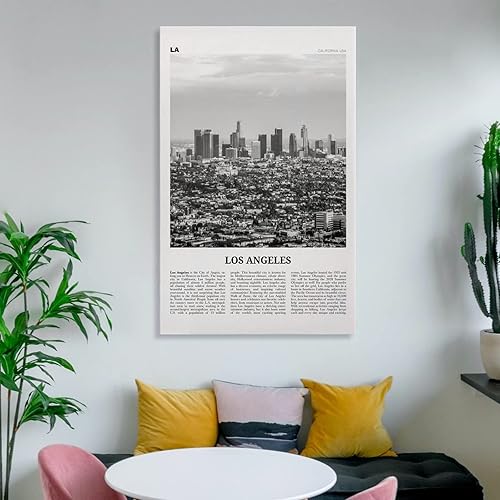 Miniatura 6 de Impresión de Los Ángeles horizonte blanco y negro, arte de pared de Los Ángeles, póster de Los Ángeles, Los Ángeles, póster de Los Ángeles, pintura