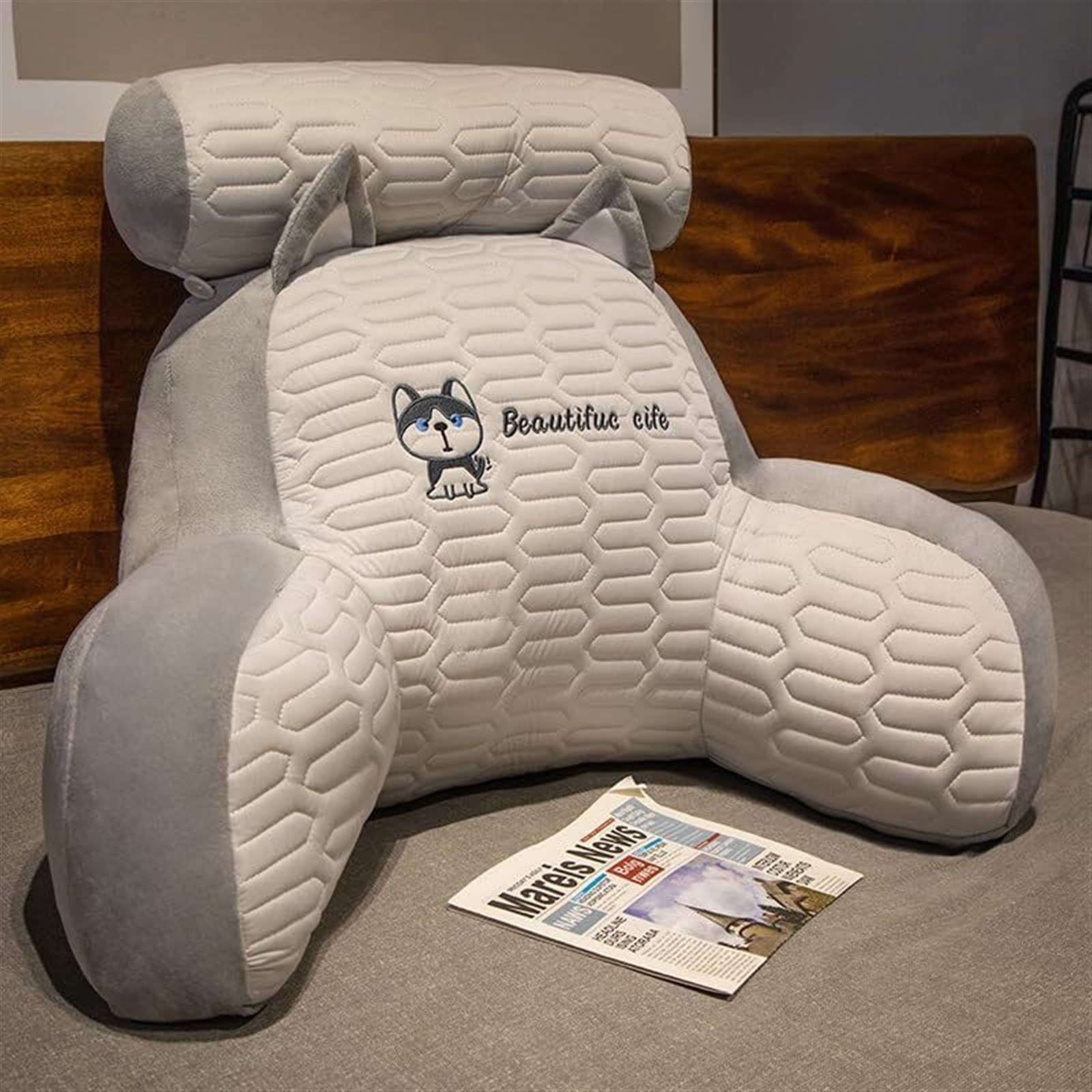 MYXJX back support cushion, Pillows to Relieve Pain Ergonomic Lumbar Support Cushion Detachable and Washable Cuddle Cushions(Husky,L)