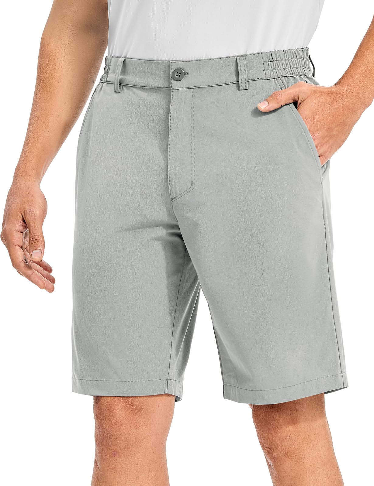 TBMPOY Men's Golf Shorts 10" Dress Stretch Quick Dry Lightweight for Flat Front Casual Work Shorts with Elastic Waist