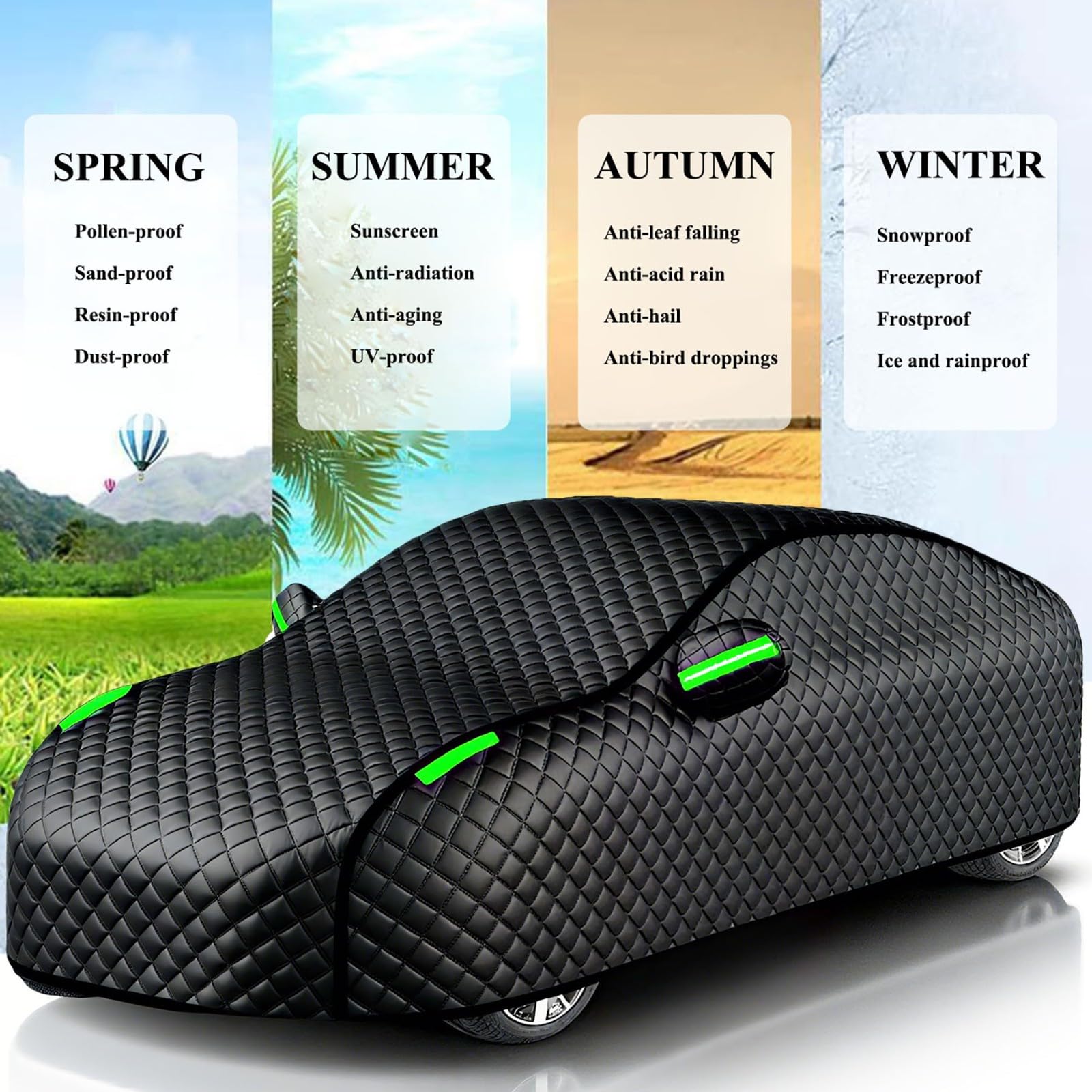Funda Coche Antigranizo para Eagle Talon 1990-1999,Funda Coche Exterior 5 Capas Acolchada,Impermeable,Transpirable,Anti-UV,Antipolvo,Protección contra Granizo Lluvia Nieve y Viento(Negro)