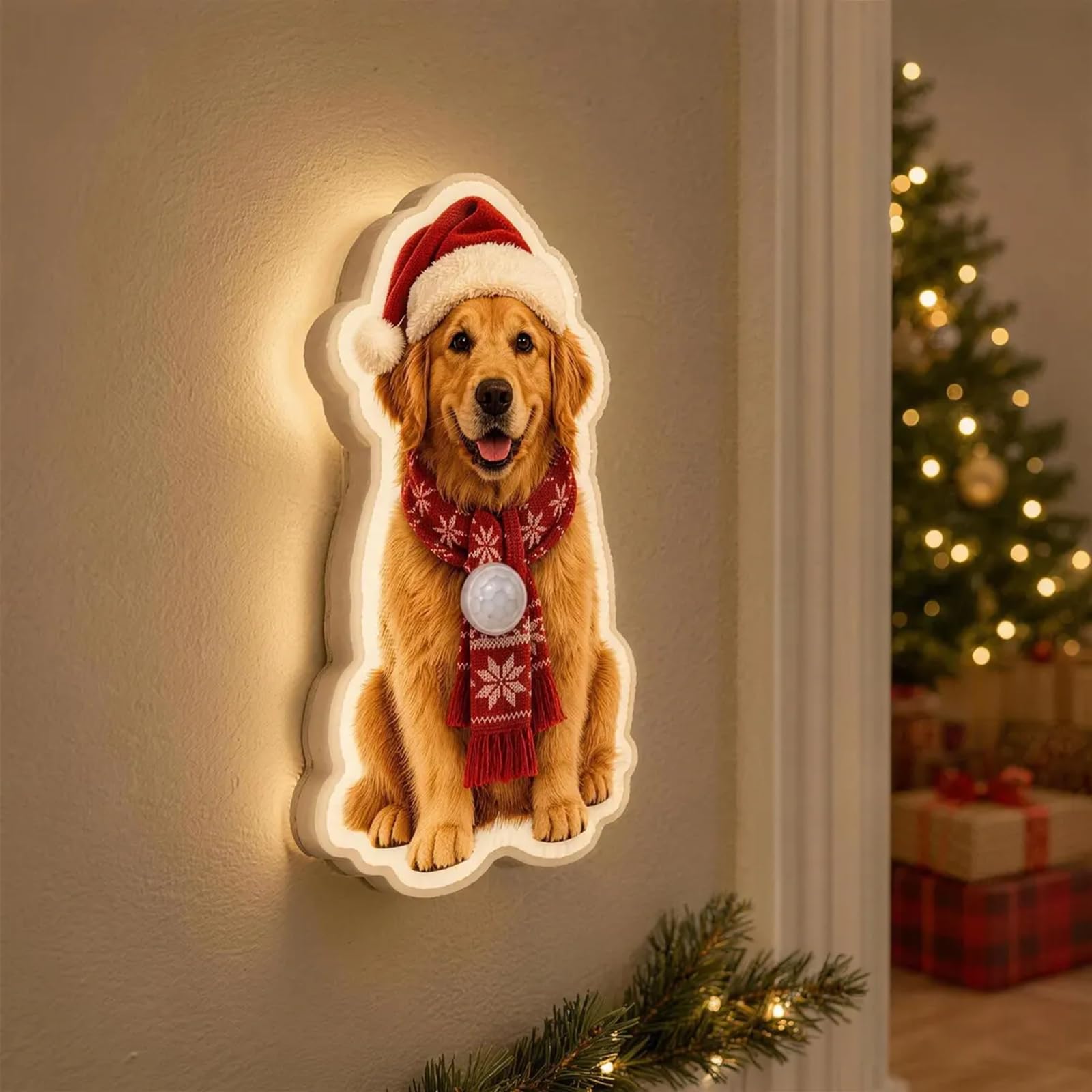 Luz nocturna personalizada con sensor de movimiento para mascotas, sensor 3D personalizado, decoración de pared para perro, luz nocturna 3D personalizada para mascotas (35 cm)
