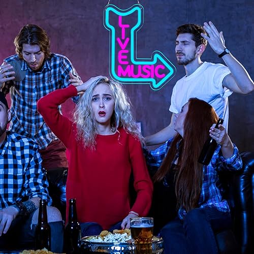 Miniatura 3 de Letreros de neón con música en vivo, luz LED de neón para decoración de pared, letrero iluminado para decoración de cuevas de hombre, cerveza, bar,
