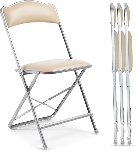 Miniatura 10 de Sillas plegables con asientos acolchados, paquete de 4, sillas plegables con marco de acero de alta resistencia, elegantes sillas de puente