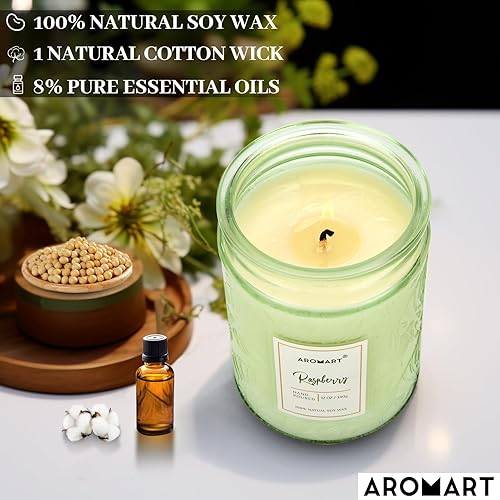 Miniatura 4 de Velas perfumadas de 12 onzas, velas de soja de frambuesa para el hogar, velas de aromaterapia con 8% de aceites esenciales, de larga duración, velas