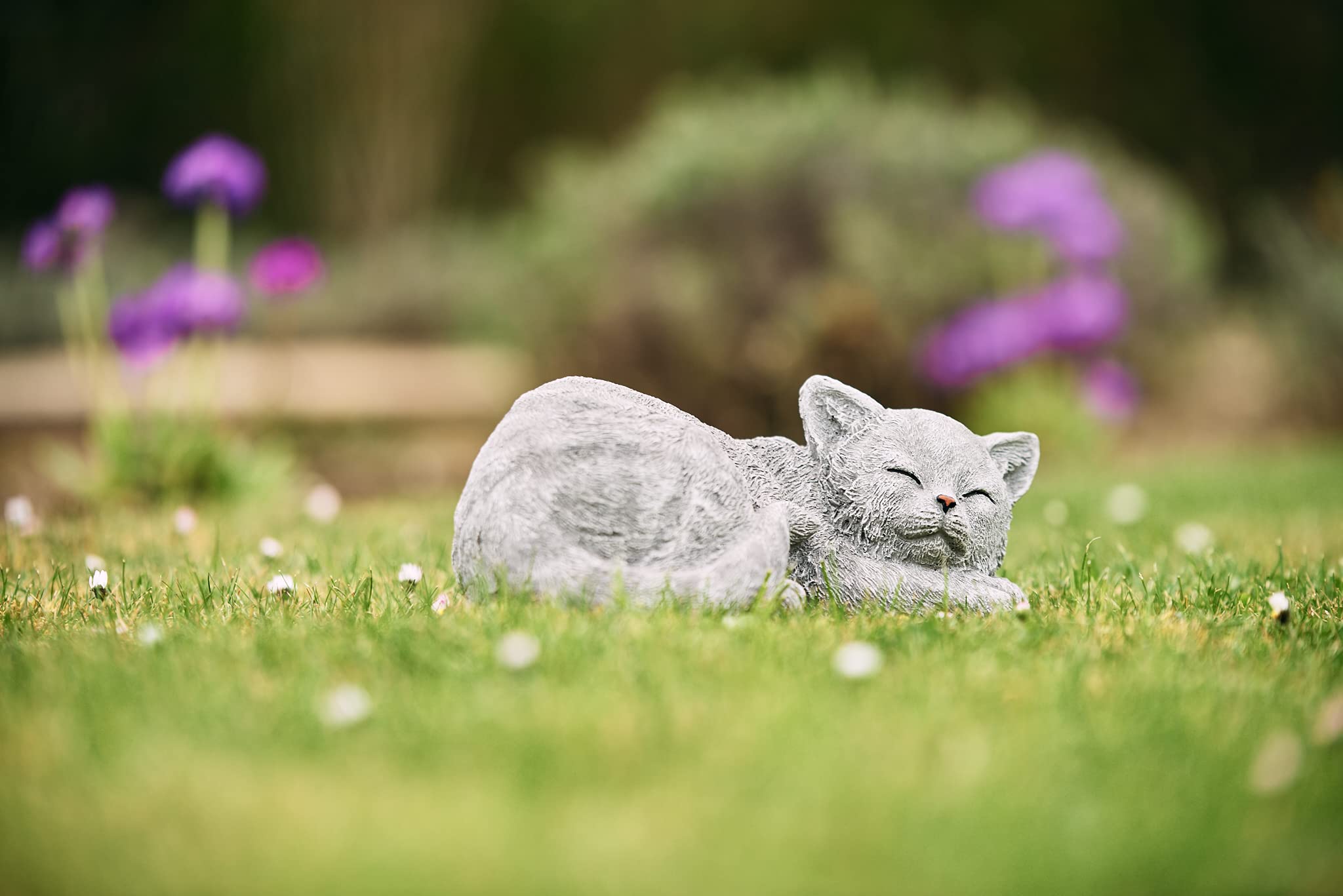 stoneandstyle Statua in pietra, Gatto in pietra, fatto a mano, resistente al gelo