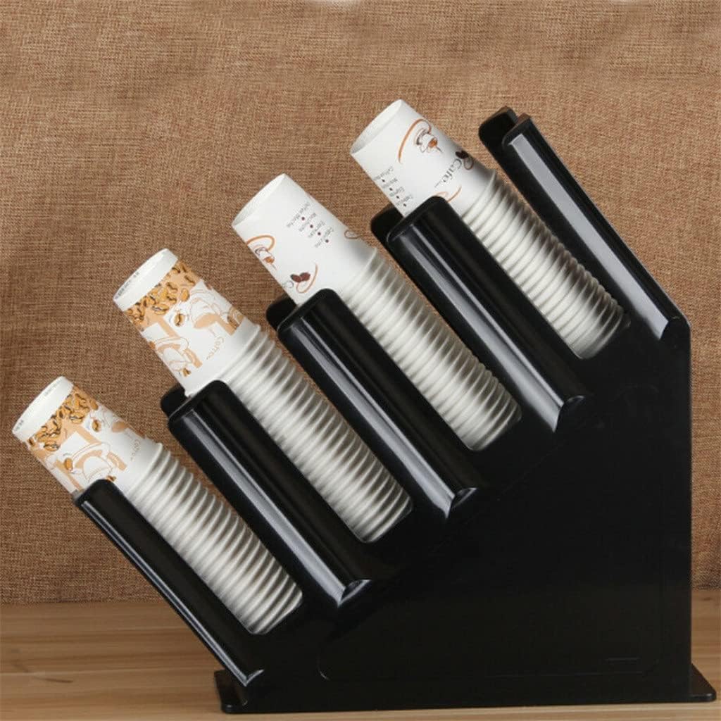 Portable 4 Stacks Paper Cup Lid Holder Dispenser Coffee Drink Cafe Home Buffet Stand Rack for Restaurant Convenience