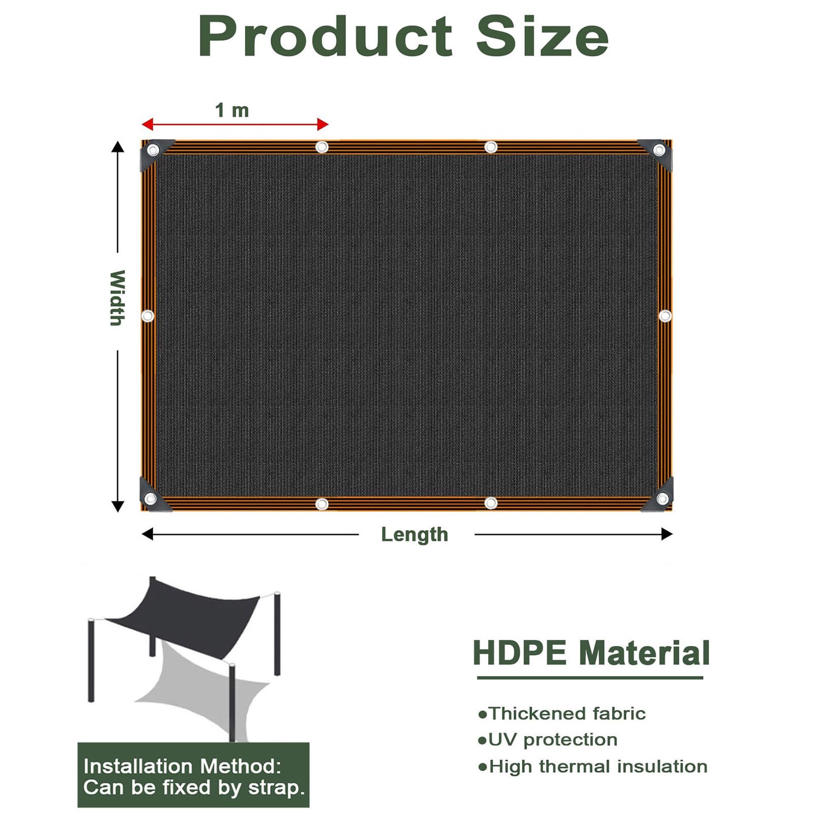 Red de sombra negra de 3 x 4 m con ojales, 80% de protección UV, aislamiento térmico y protección solar para plantas de patio, invernadero, uso al aire libre
