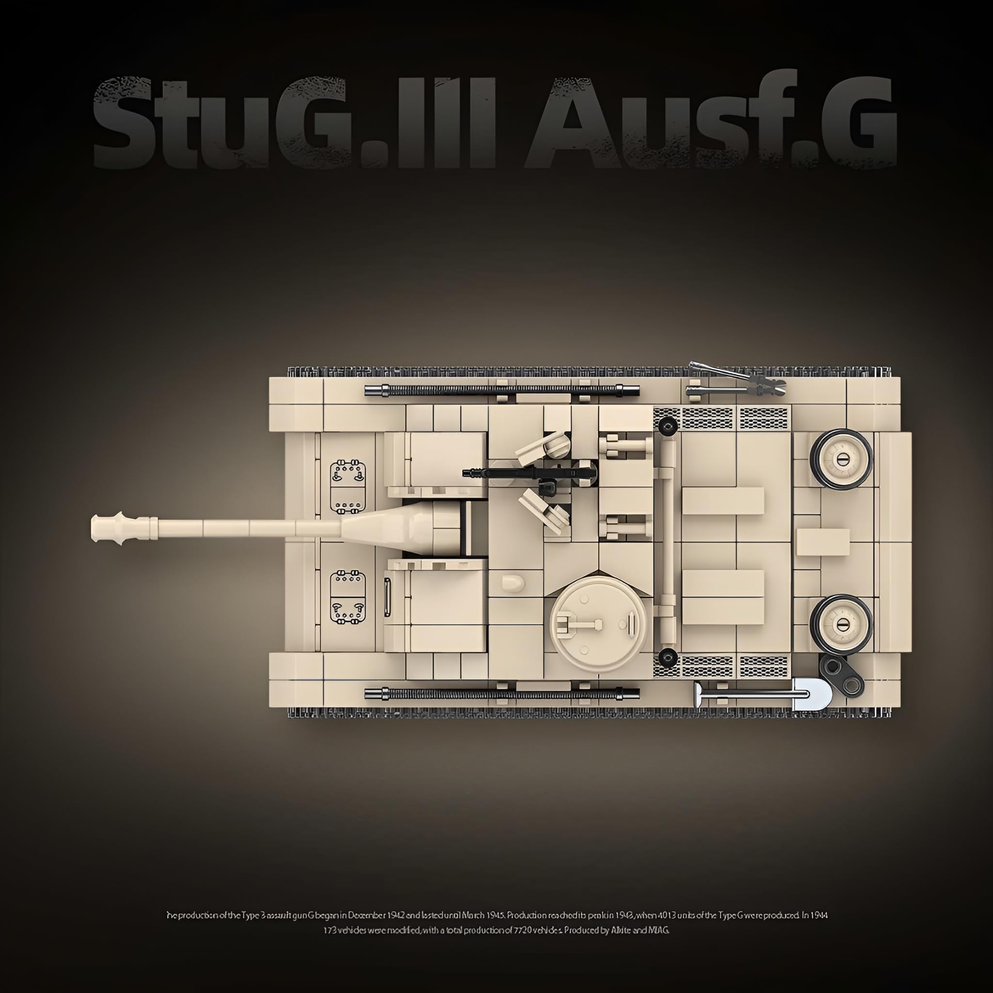 Technik Panzer Bausteine, StuG.III AUSF.G Panzer Klemmbausteine, WW2 Militär Gepanzertes Fahrzeug Bausatz Modell Spielzeug, Geschenke für Erwachsene und Militärfans, 940 Teile