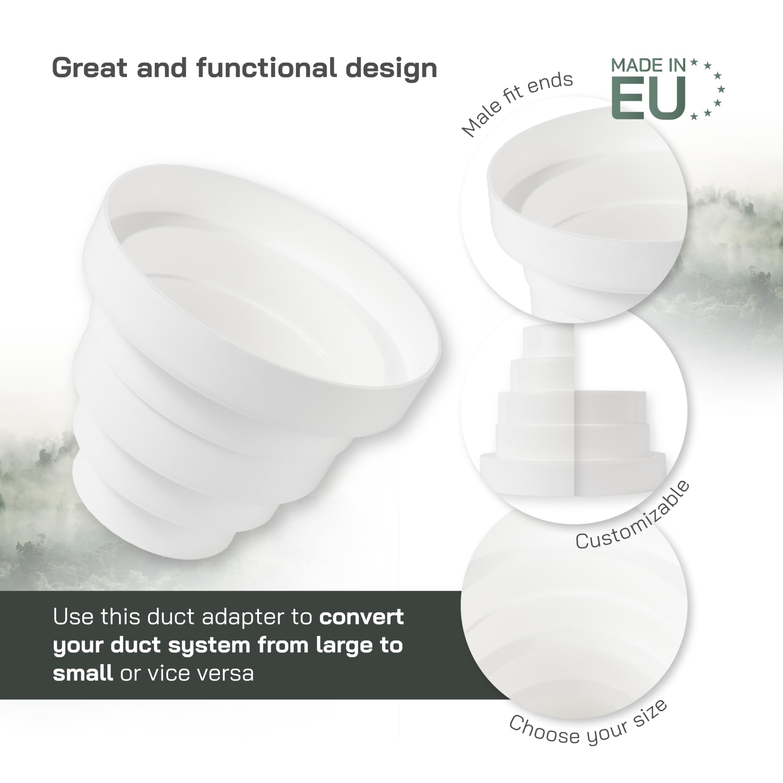 Vent Systems Riduttore in linea per condotti in plastica da 80 100 120 125 150 mm - Connettore - Adattatore universale - Riduttore tubo flessibile HVAC PVC ABS plastica 80-150 mm - Confezione da 2