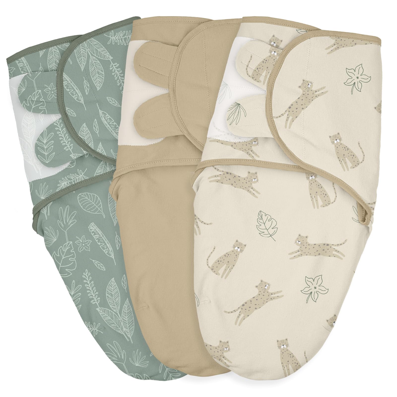 Baby Swaddle Sleep Sacks 3-Pack, Newborn Organic Cotton Swaddle Wraps with Adjustable Wings, Breathable Swaddling Blankets for 0–3 Months, Soft Infant Sleep Essentials