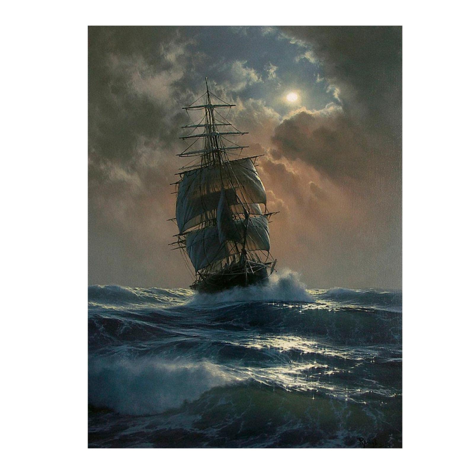GEMMII Pirate Ship Painting Wall Art Vintage Sailing Ships Poster boating ship Print Wall Art Picture Office Decor 70x100cm Frameless