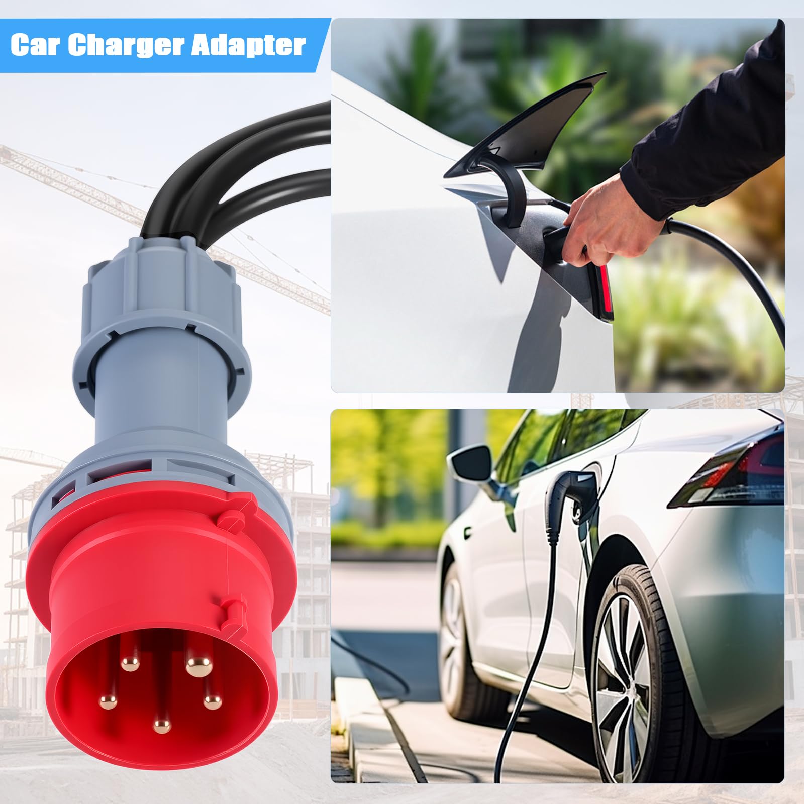 Starvortex CEE Adapter Starkstrom Verteiler 400V Stecker 16A auf 3X230V Schuko Kupplung, 16A Verteiler mit Klappdeckel & Schutzkontaktstecker IP44 für Caravan, Industrie & Außenbereich