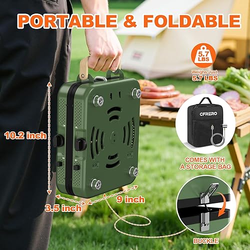 Miniatura 3 de Estufa de campamento plegable de propano de 2 quemadores con bolsa de transporte, estufas de campamento de propano portátiles con quemadores