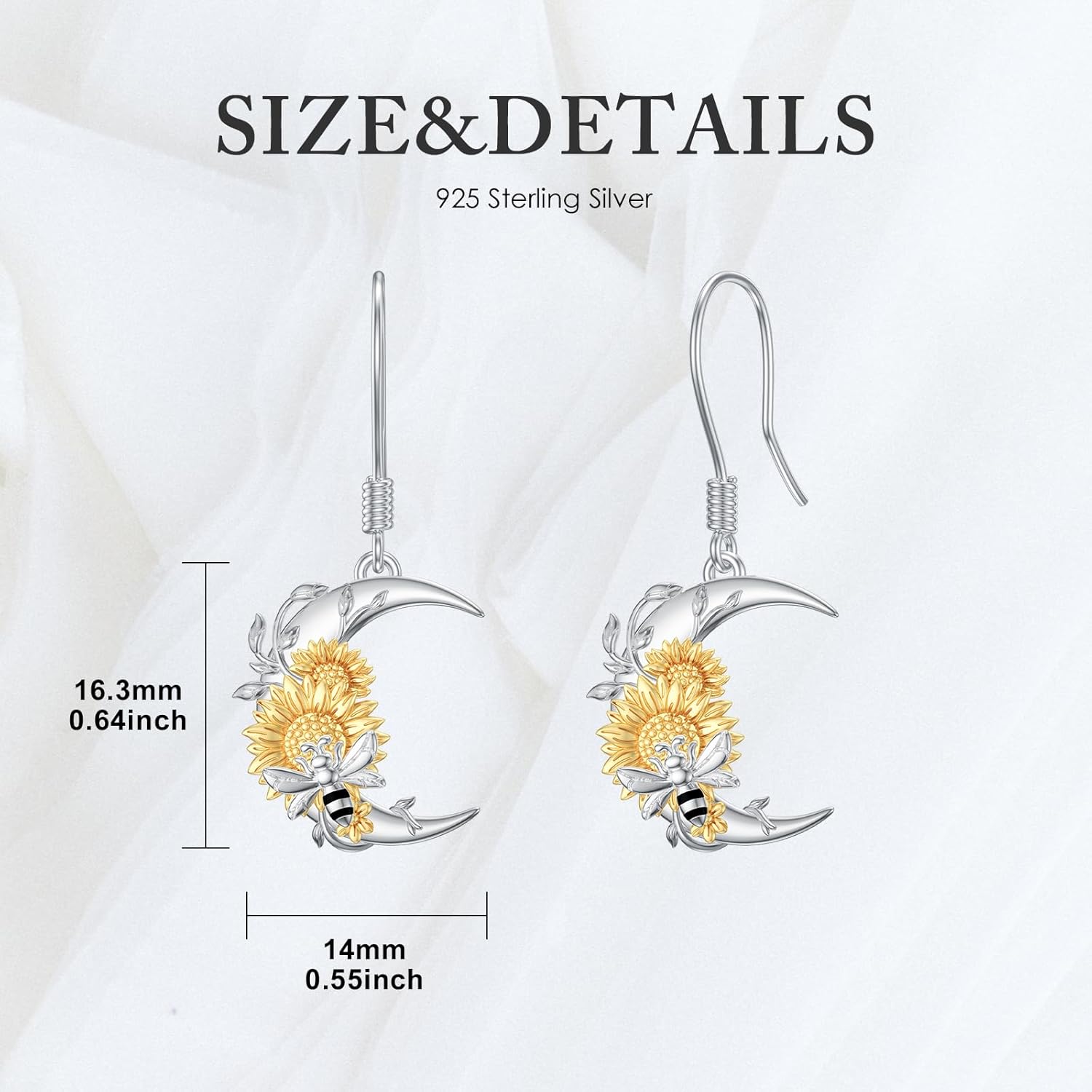PROESS Father Daughter/Cow/Bee Sunflower Earrings for Women 925 Sterling Silver Drop Dangle Animal Earrings Jewelry Gifts