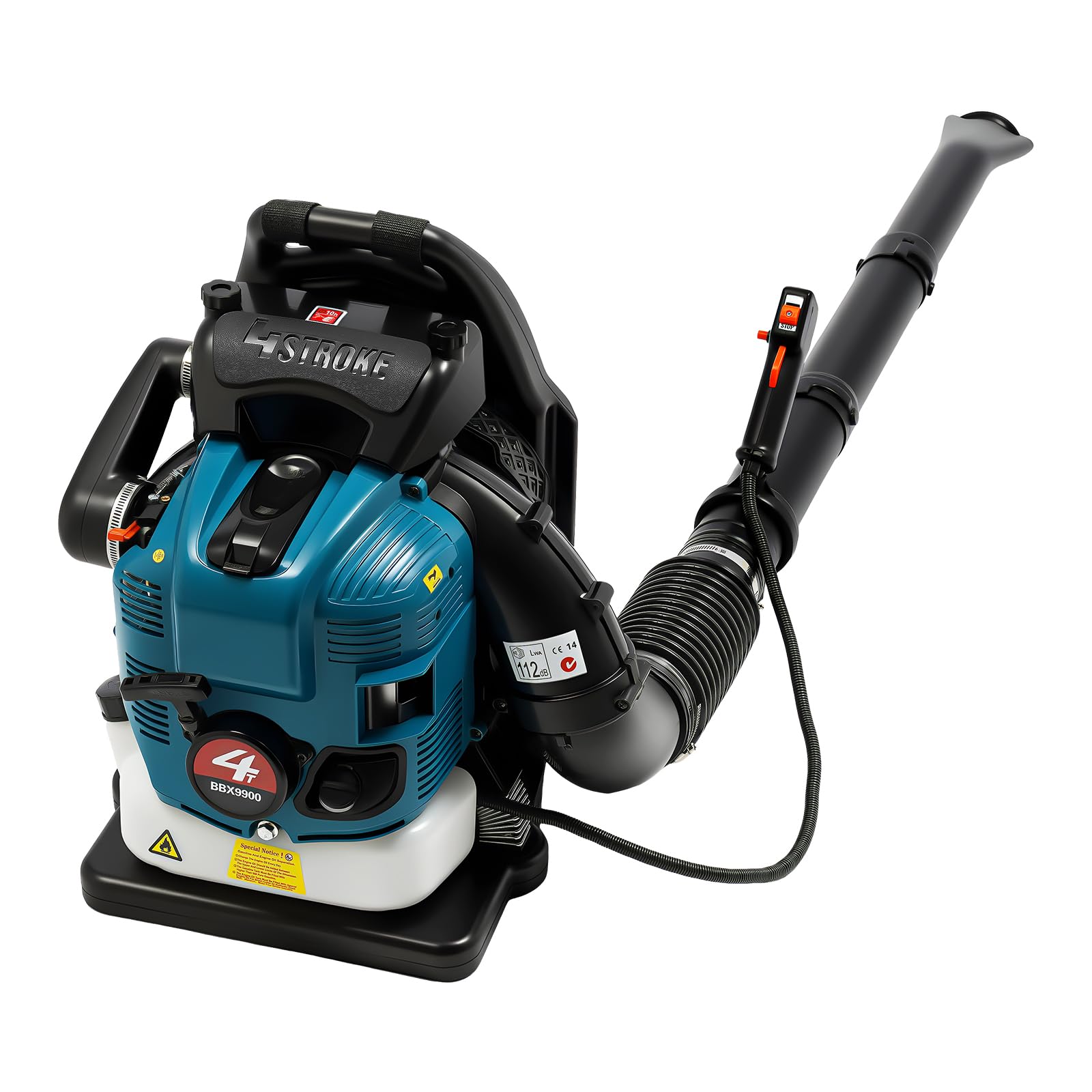 Soplador de hojas de gasolina de 75,6 cc para jardín, soplador de espalda inalámbrico con correa, motor de 4 tiempos de 2600 W, velocidad ajustable, para muelles de hojas, limpieza de césped y